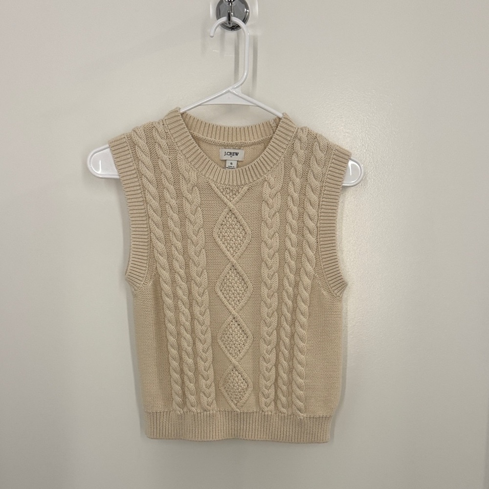 J. Crew Women's Beige Cable Knit Sweater Vest